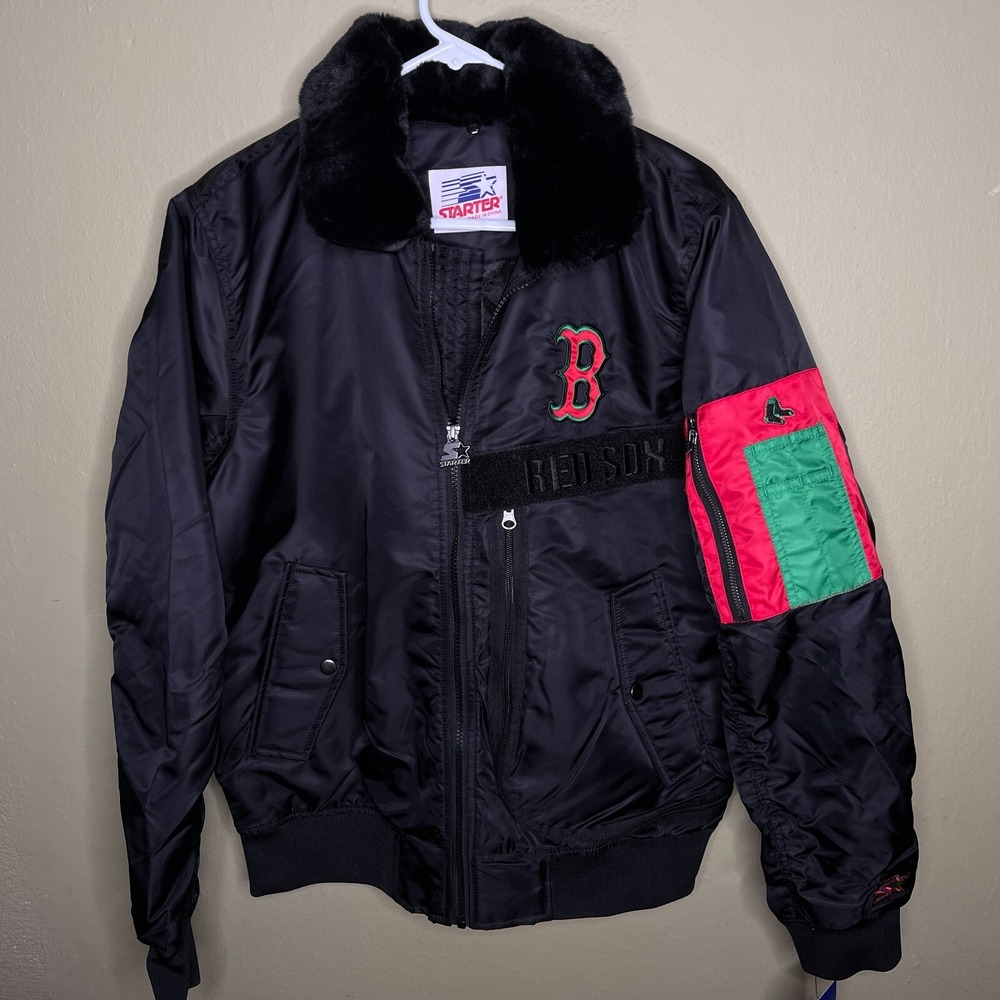 New Starter Boston Red Sox Jacket Size Medium Black Full Zip Ty Mopkins Bomber